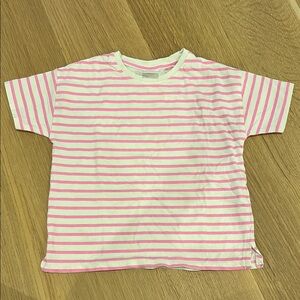 Pink and White Striped Short Sleeve Tee